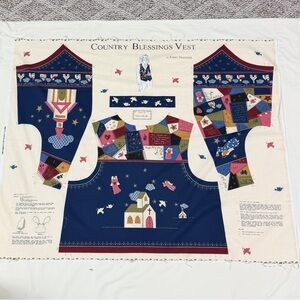 Vintage 1995 Fabric Traditions Country Blessings Vest Panel cut n sew